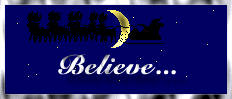 "Believe" picture with Santa silhouette and crescent moon