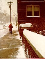 The sidewalk by our building