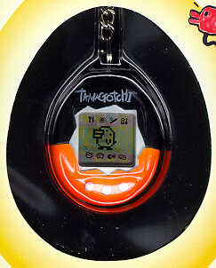 Black and orange Tamagotchi ("Halloween special")